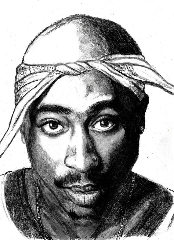 570x786 Tupac Shakur Print From Original Pencil Drawing Etsy - 2pac Drawing