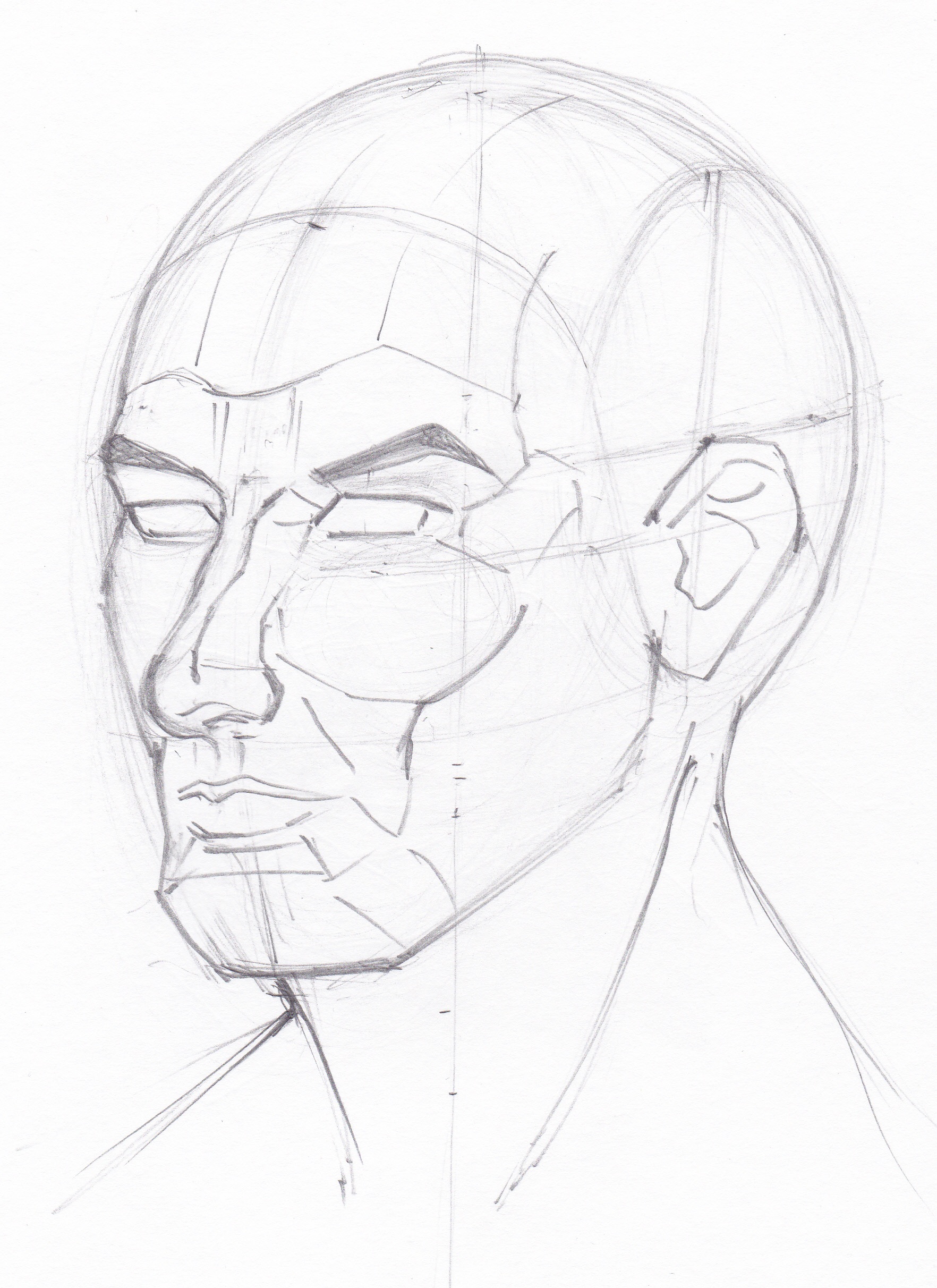 1764x2424 Section Head In View - 3 4 View Portrait Drawing