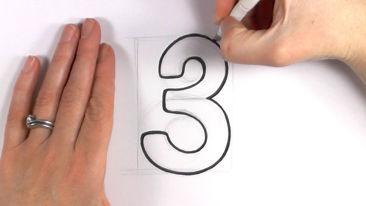 1280x720 How To Draw A Cartoon Number - 3 Drawing