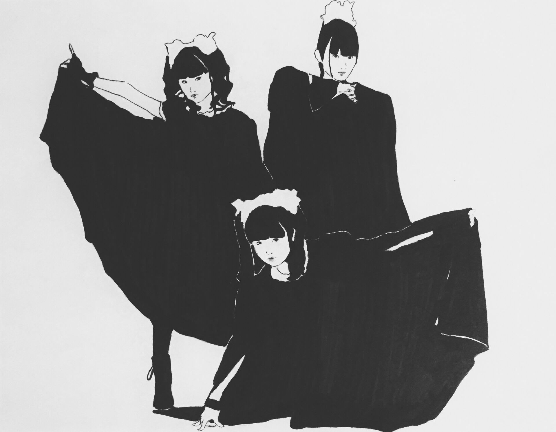 1920x1492 drawing of all girls in period babymetal - 3 Girls Drawing