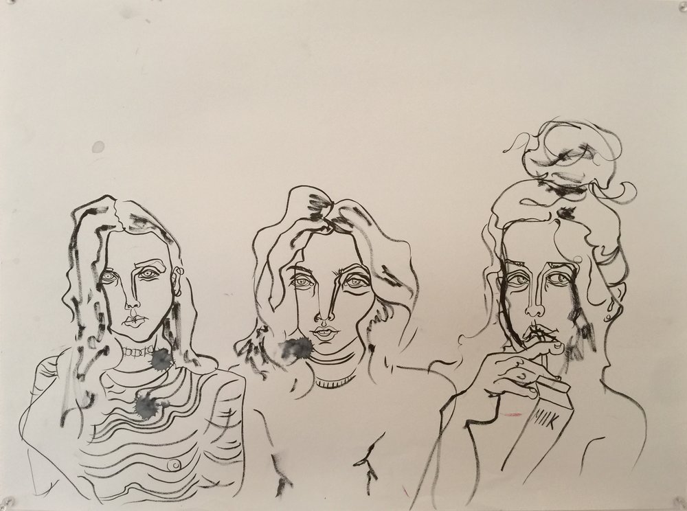 1000x744 drawing kate pincus whitney - 3 Girls Drawing