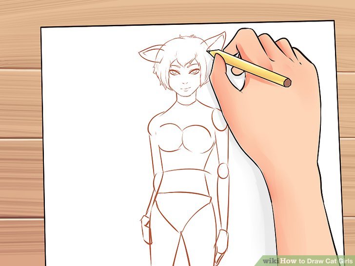 728x546 How To Draw Cat Girls Steps - 3 Girls Drawing