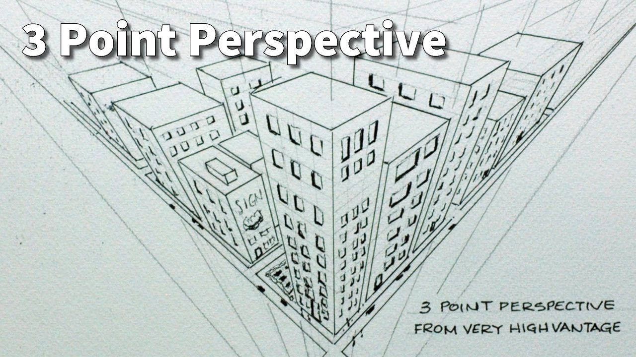 1280x720 How To Draw Buildings From High View Point In Point Perspective - 3 Point Perspective Drawing Birds Eye View