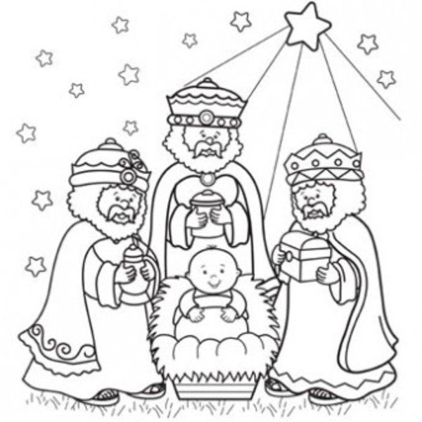 600x600 three wise men coloring pages scooters nativity coloring pages - 3 Wise Men Drawing