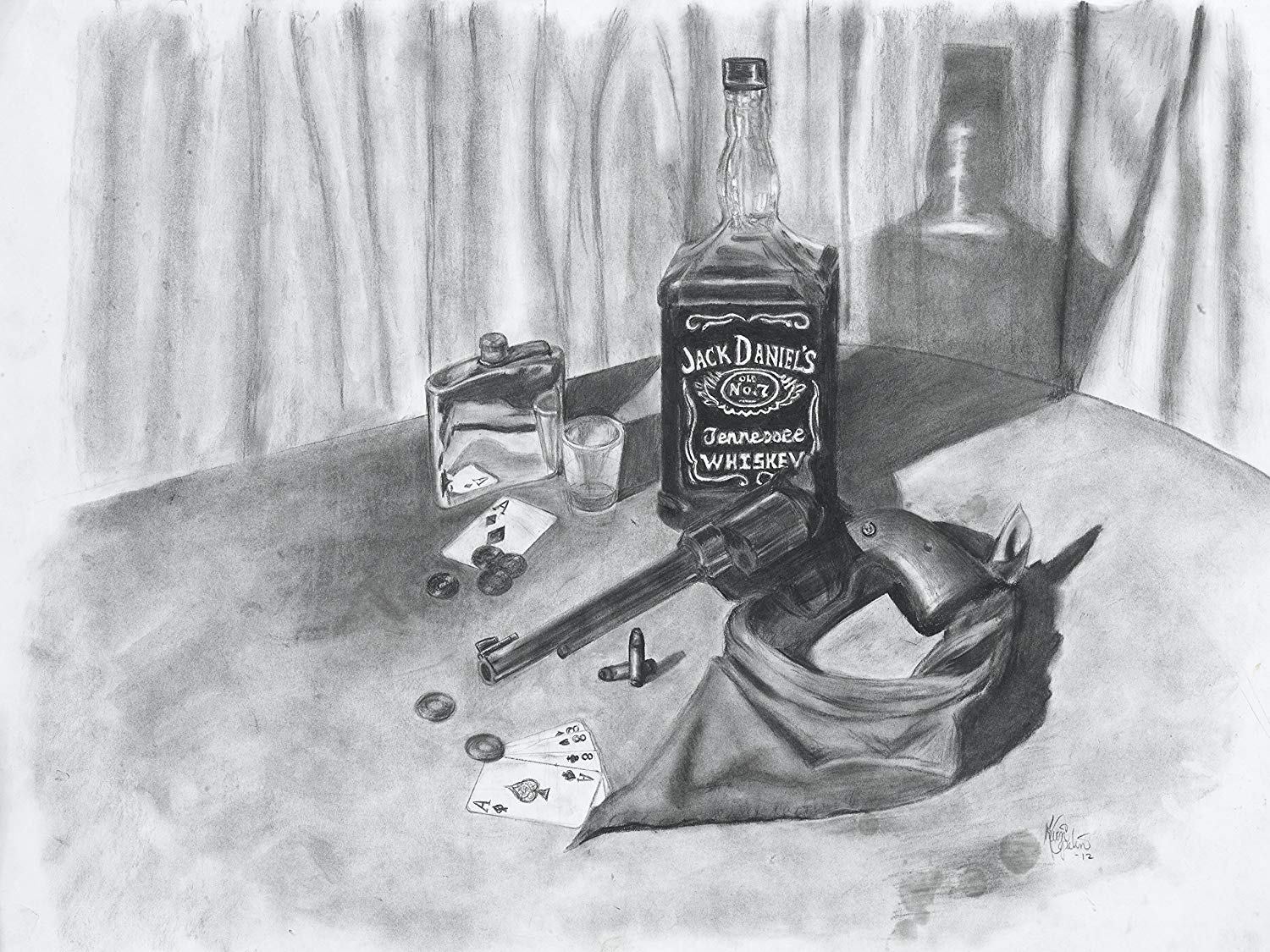 1500x1125 jack daniels and magnum - 357 Magnum Drawing