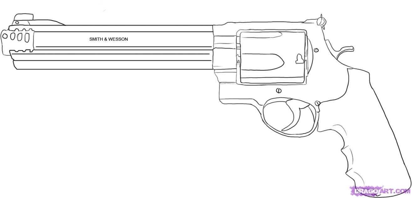 1316x633 how to draw a magnum gun, step - 357 Magnum Drawing