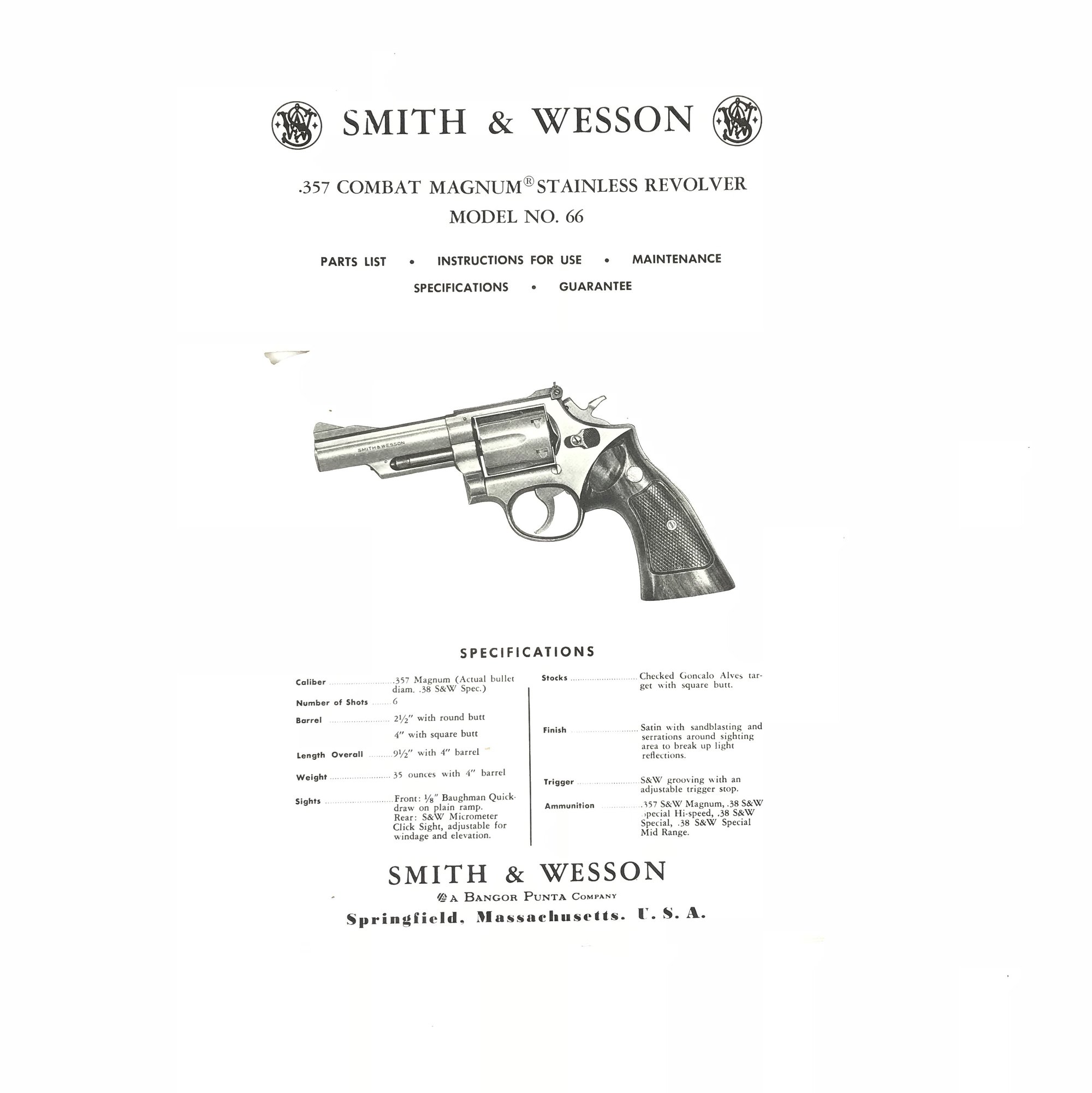 2000x2001 smith wesson combat magnum stainless revolver mod manual - 357 Magnum Drawing
