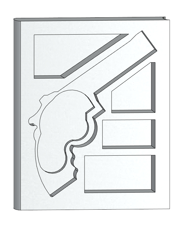 607x745 printed the secret book box gun - 357 Magnum Drawing