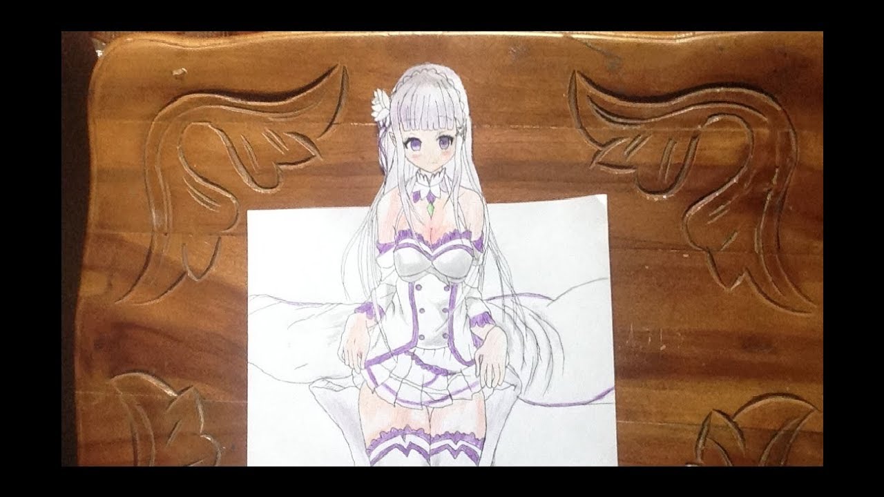 1280x720 How To Draw Anime Emilia Rezero - 3d Anime Drawing