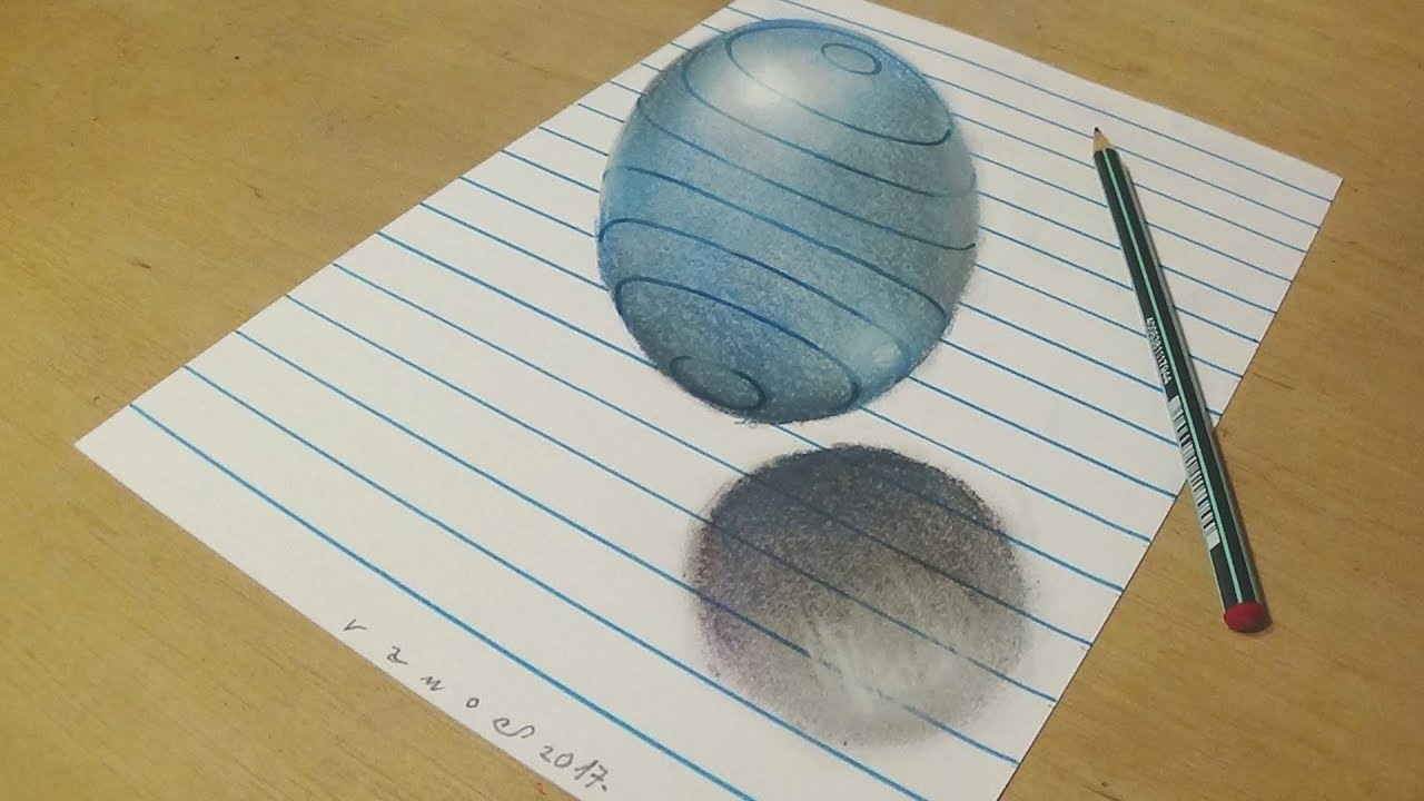 1280x720 Drawing A Floating, Levitating Sphere - 3d Ball Drawing