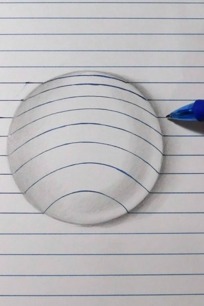 650x975 Easy How To Draw A Ball Using Lines! - 3d Ball Drawing