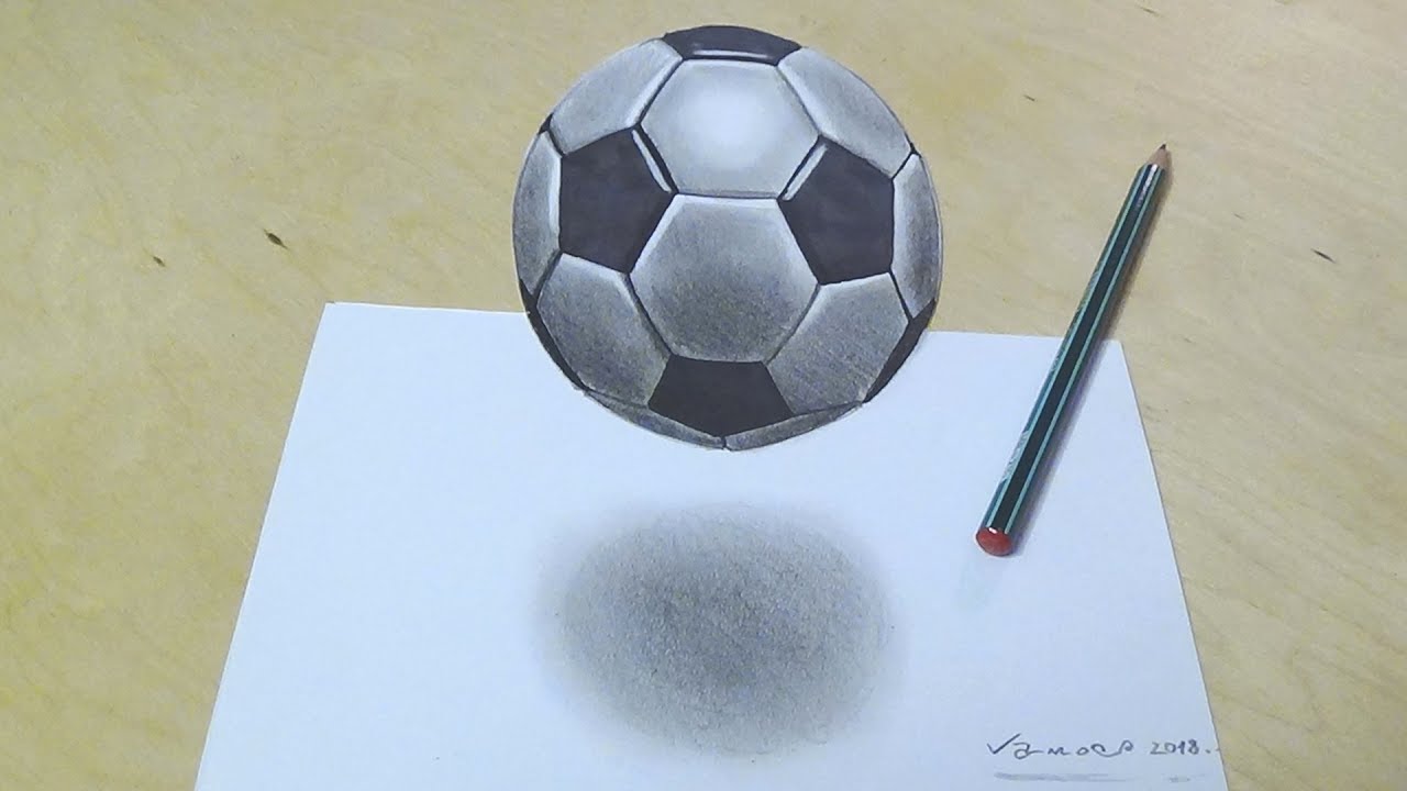 1280x720 How To Draw Soccer Football - 3d Ball Drawing