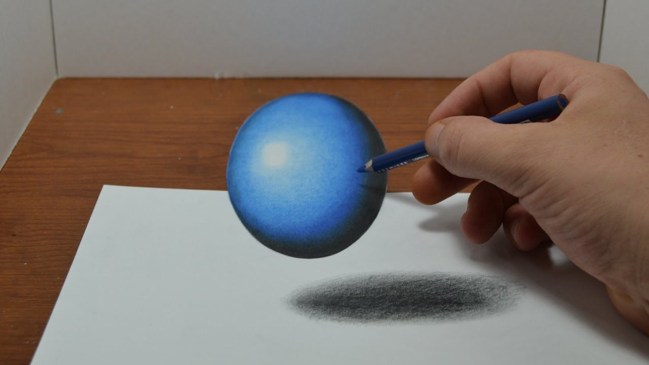 1280x720 Trick Art, Drawing A Floating, Levitating Ball, Anamorphic - 3d Ball Drawing