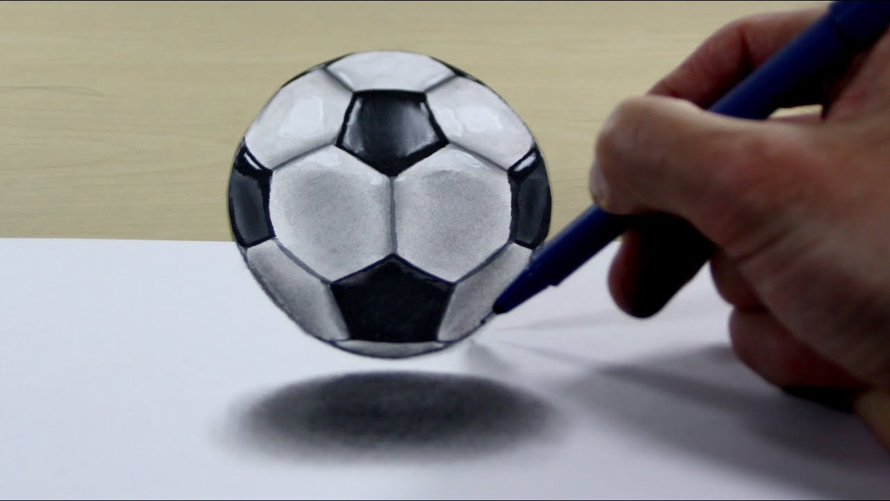 1280x720 Trick Art On Paper Soccer Ball - 3d Ball Drawing