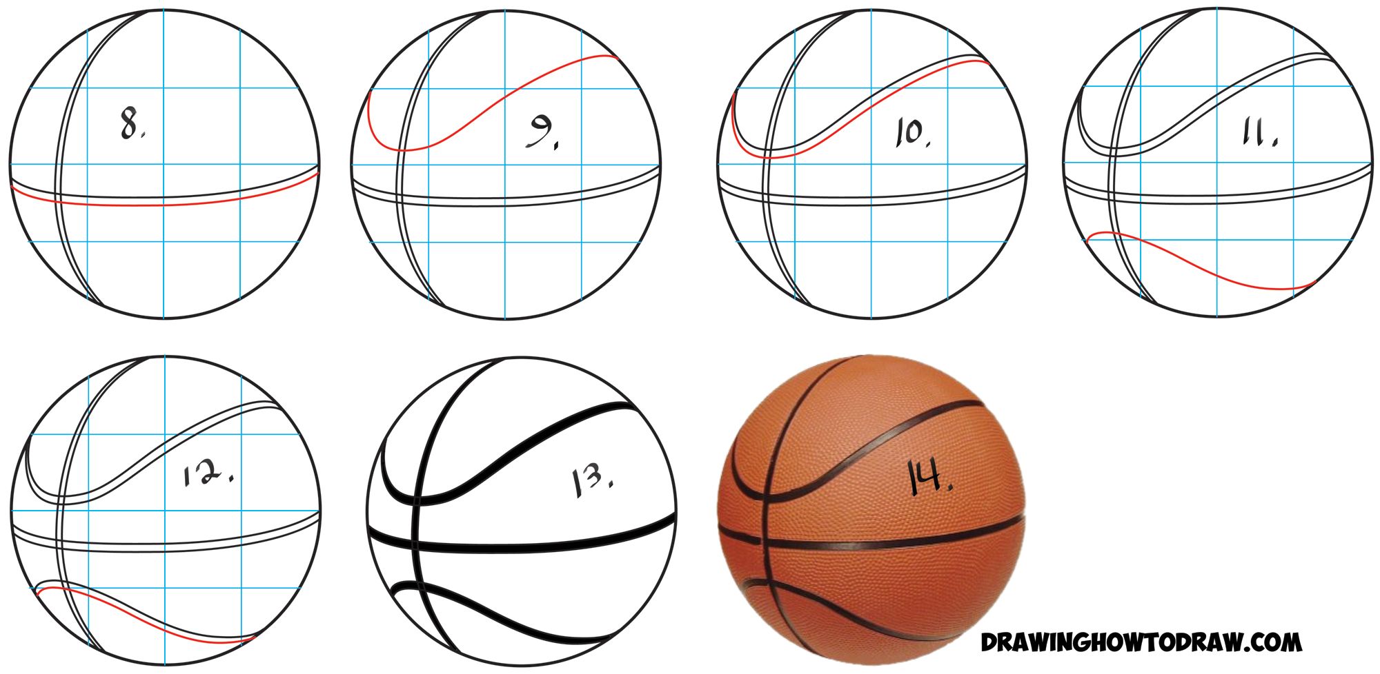 2000x978 How To Draw A Basketball In Easy Step - 3d Basketball Drawing