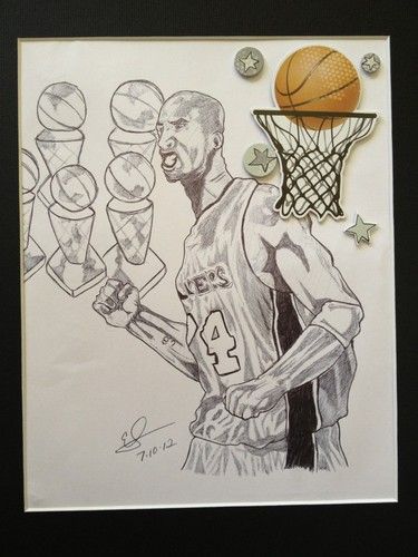375x500 Kobe Bryant La Lakers Nba New Sketch Drawing Picture Sports - 3d Basketball Drawing