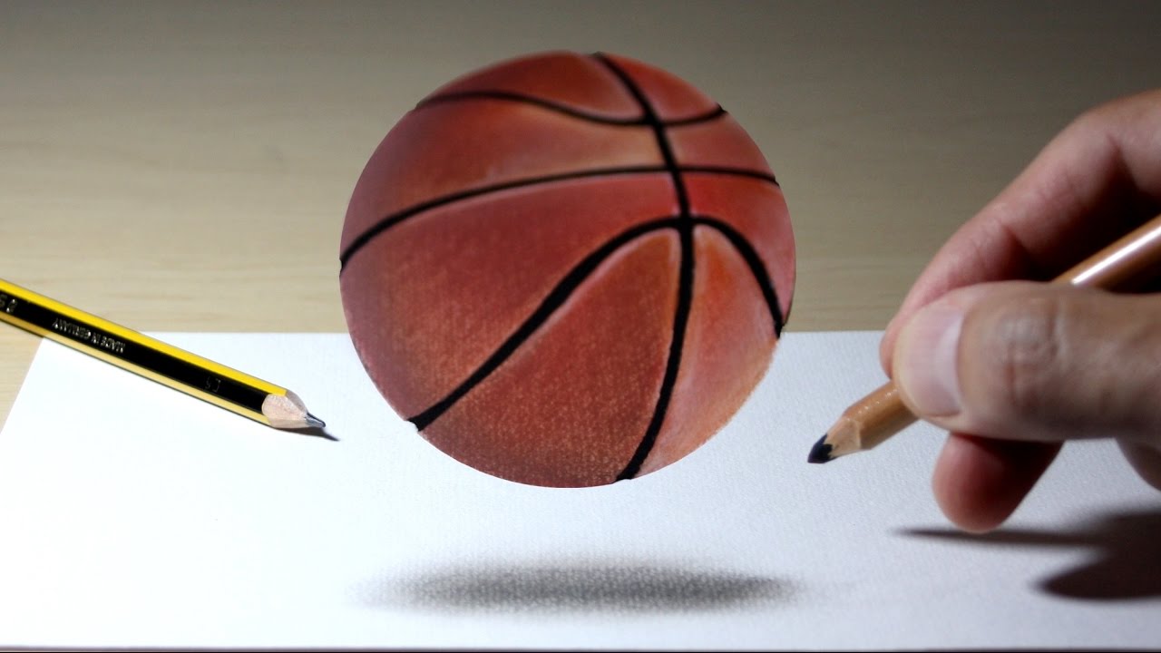 1280x720 trick art on paper - 3d Basketball Drawing