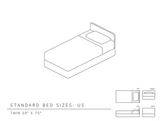 320x240 standard bed sizes of us - 3d Bed Drawing