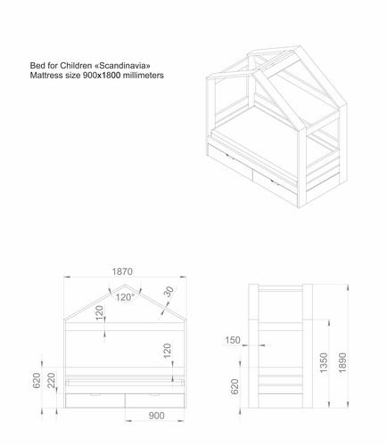434x500 bed scandinavia with drawer bed cgtrader - 3d Bed Drawing