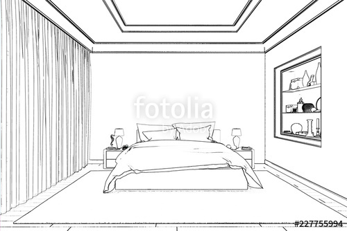 500x334 Illustration The Sketch Of The Bedroom Stock Photo - 3d Bedroom Drawing