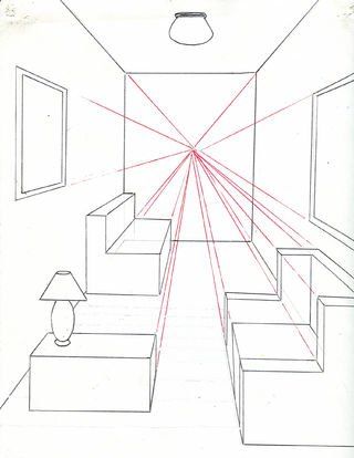 320x414 How To Draw A Room Using One Point Perspective Sketch - 3d Bedroom Drawing