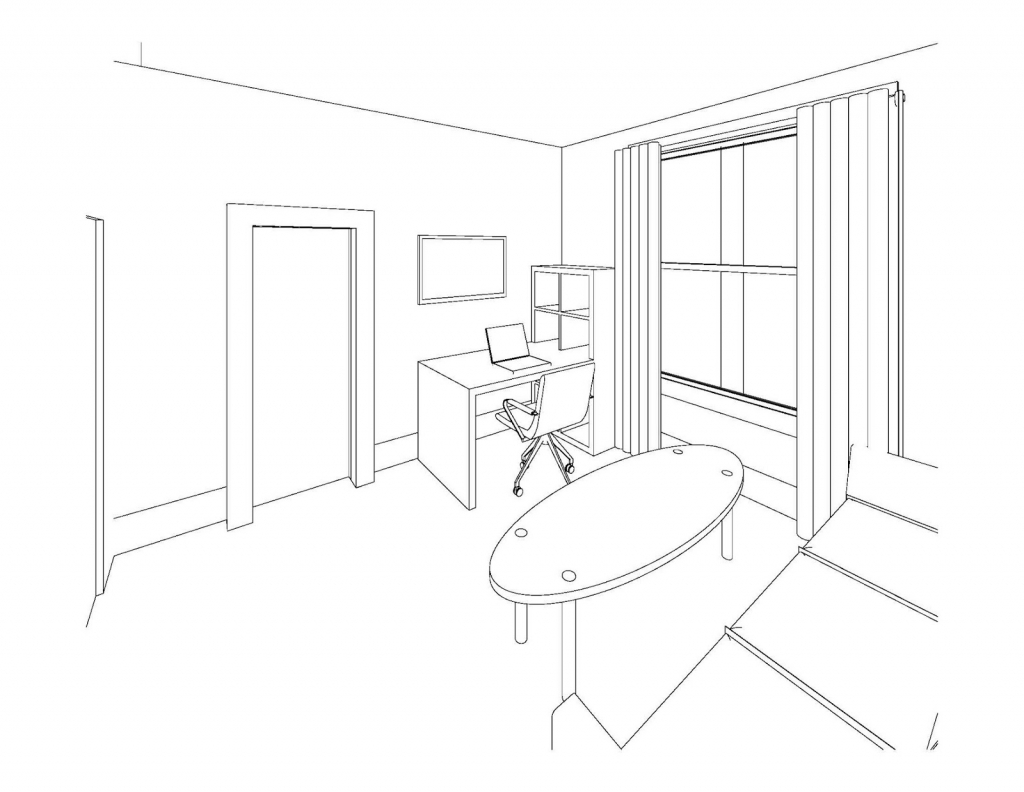 1024x792 Drawing Image Of Rooms Bedroom Drawing - 3d Bedroom Drawing