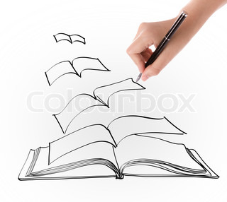320x286 Hand Drawing Open Flying Book Stock Photo Colourbox - 3d Book Drawing
