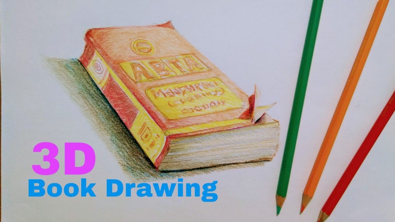 1280x720 How To Draw A Book - 3d Book Drawing