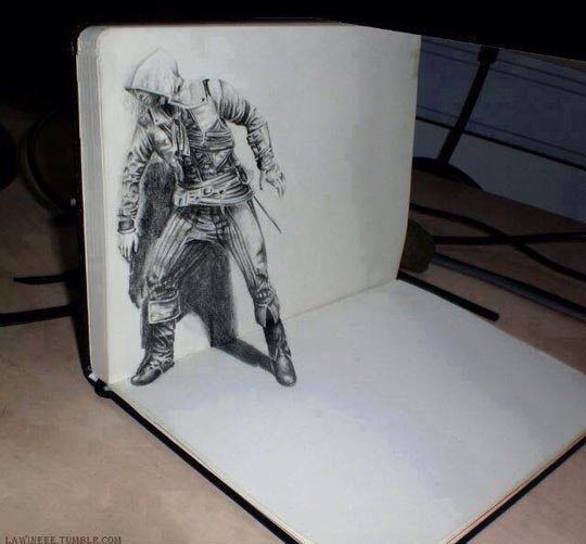 540x501 This Drawing Is Badass - 3d Book Drawing