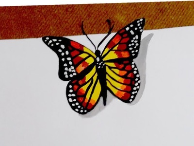 400x300 draw, cool trick art, drawing doremon on hand, easy - 3d Butterfly Drawing