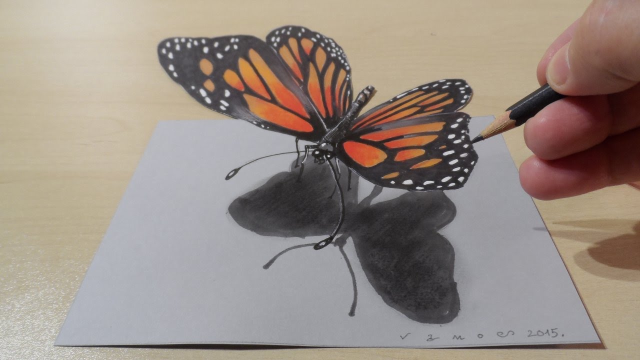 1280x720 Drawing Butterfly - 3d Butterfly Drawing