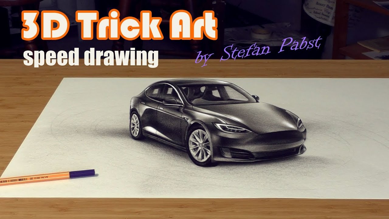 1280x720 drawing a car trick art - 3d Car Drawing