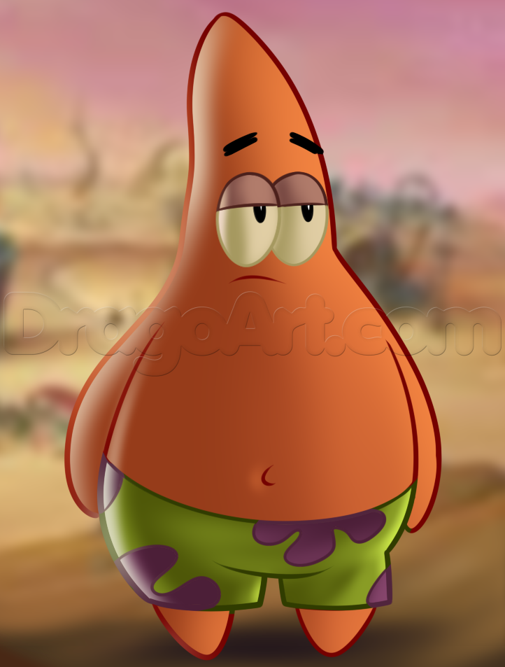 722x953 How To Draw Patrick Star, Step - 3d Cartoon Drawing