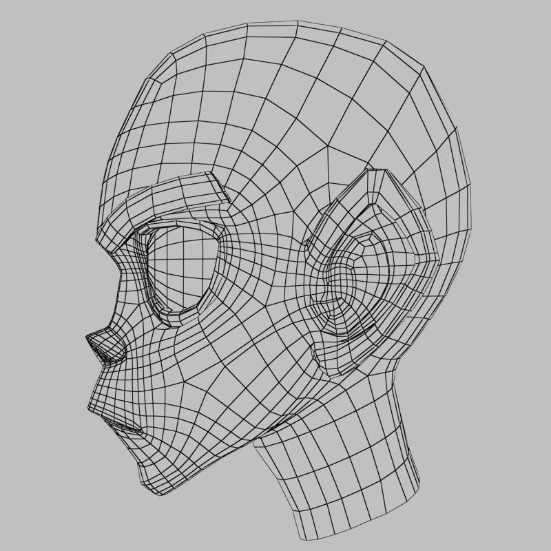 800x800 Cartoon Head Toon Model Wireframe In Cartoon Head - 3d Cartoon Drawing