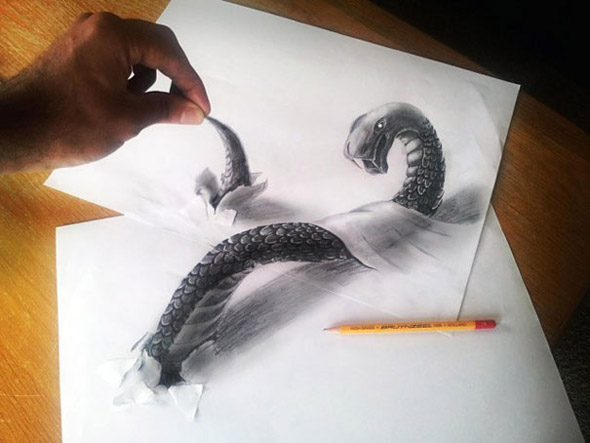 590x443 Drawings That Jump Off The Page - 3d Cartoon Drawing