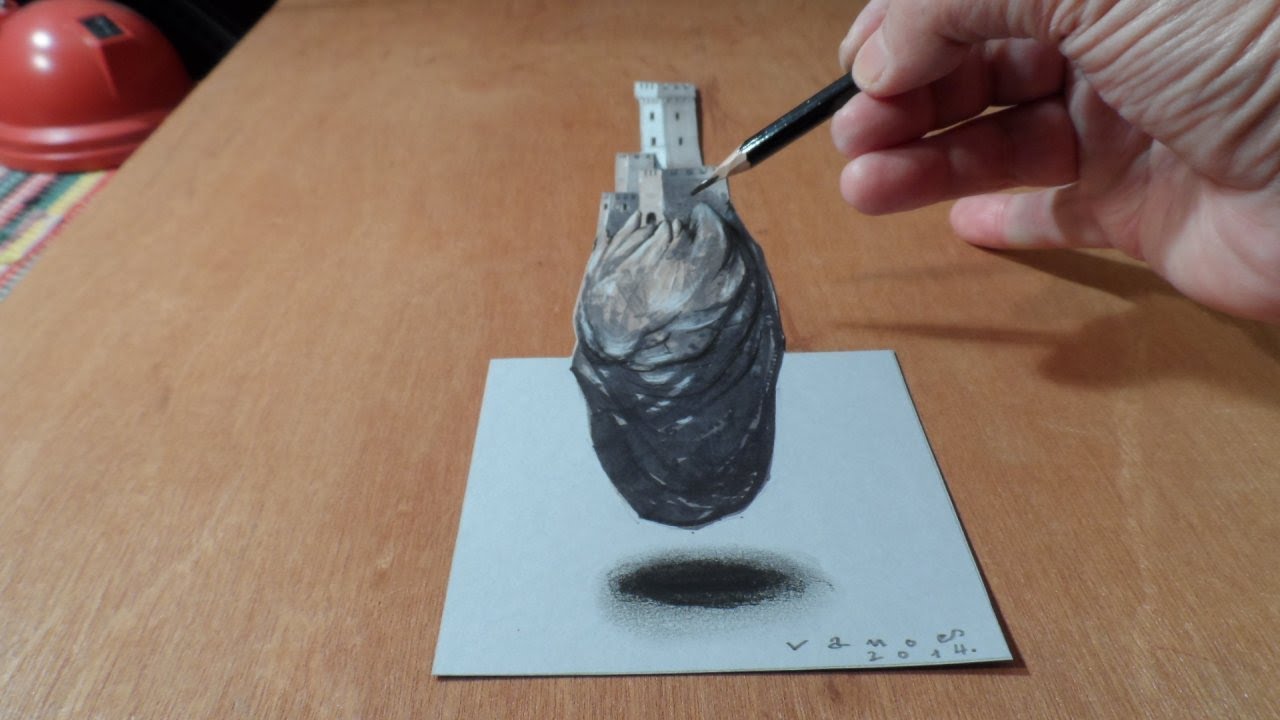 1280x720 Inspiration, Drawing Flying Castle, Time Lapse - 3d Castle Drawing