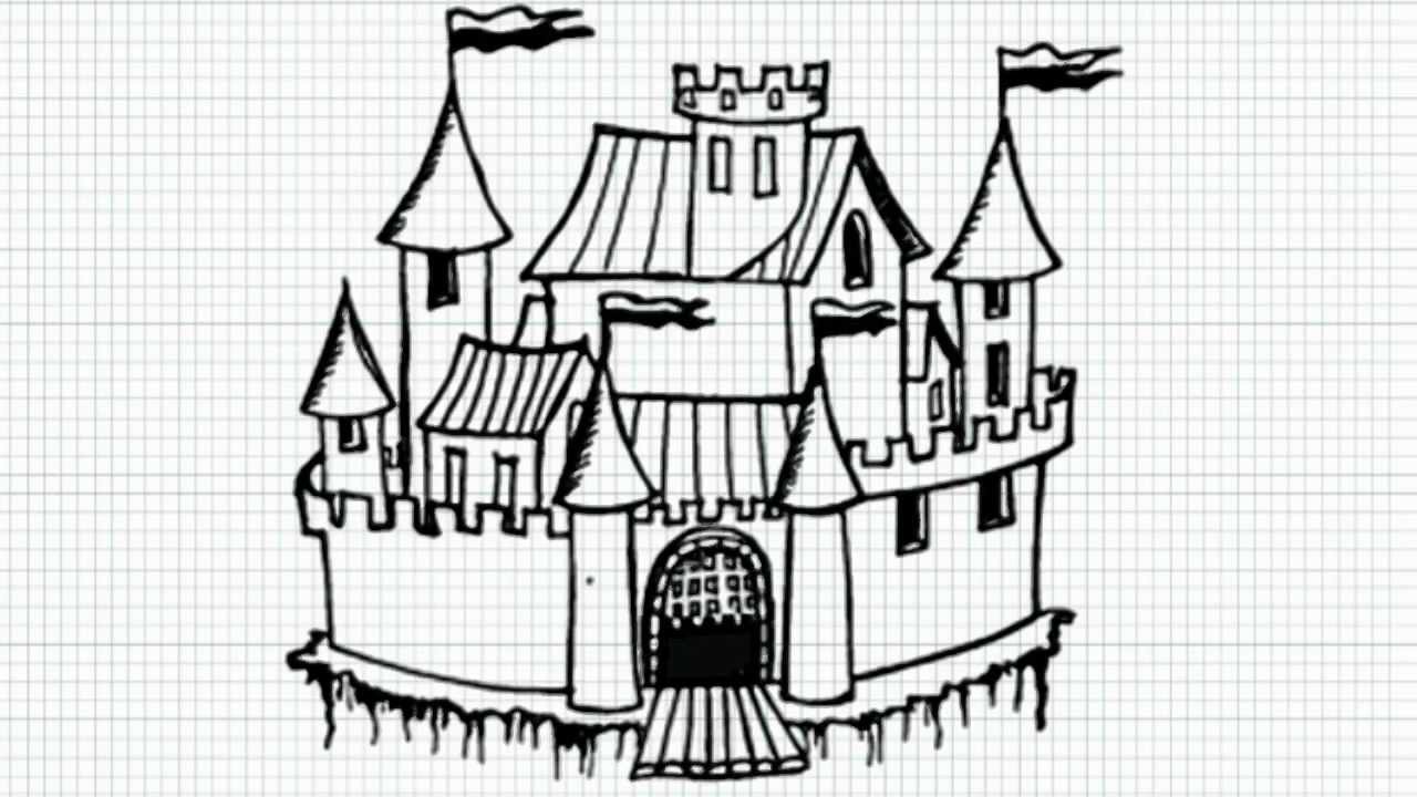1280x720 How To Draw Cartoon Castle Video - 3d Castle Drawing