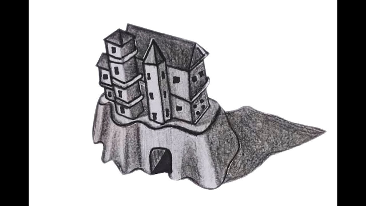 1280x720 trick art drawing castle on paper - 3d Castle Drawing