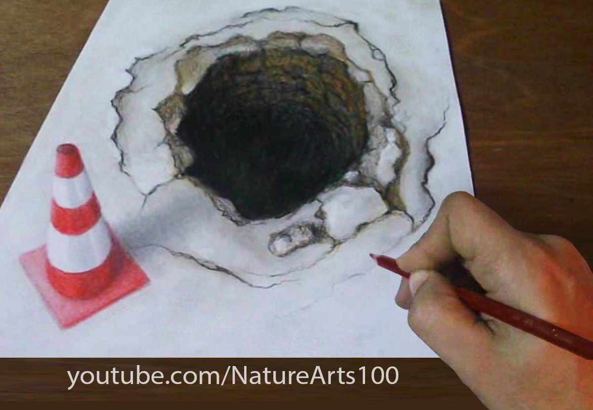 1200x830 art drawing on twitter art, drawing a hole and traffic - 3d Cone Drawing