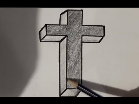480x360 how to draw a cross crucifix easy optical illusion step - 3d Cross Drawing