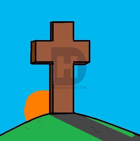 462x465 How To Draw A Cross, Step - 3d Cross Drawing