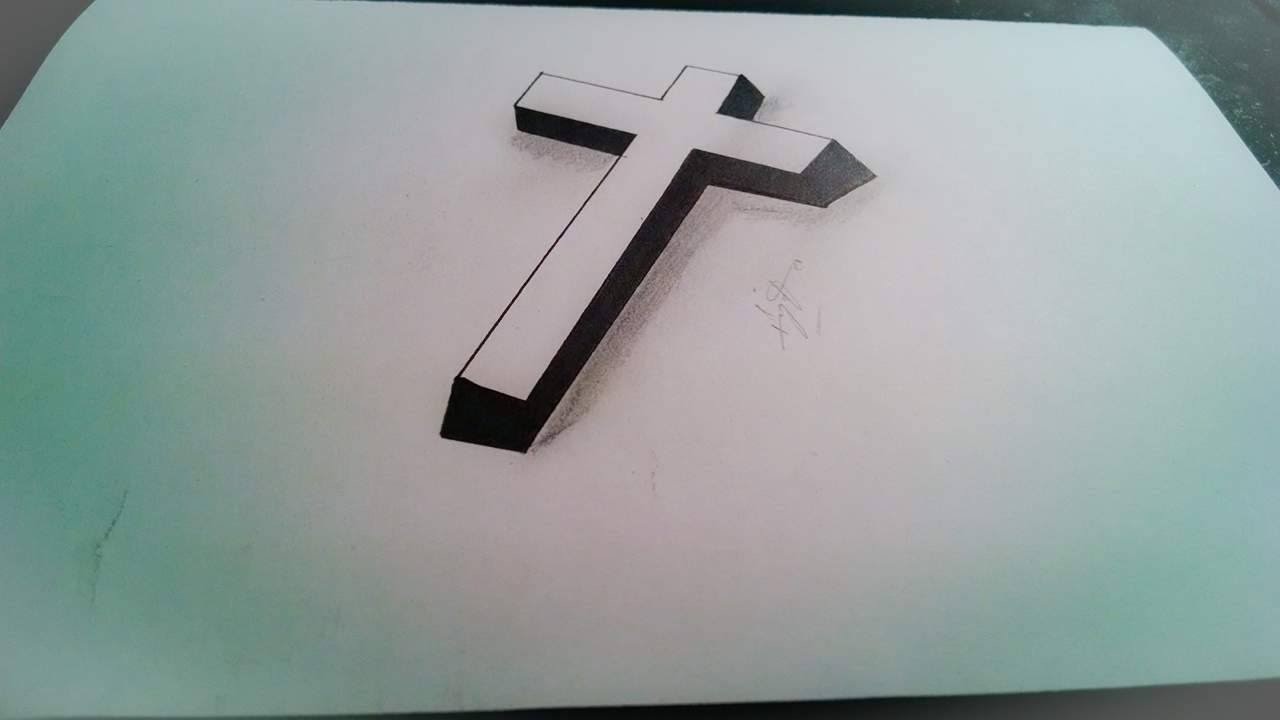 1280x720 How To Draw A Cross - 3d Cross Drawing