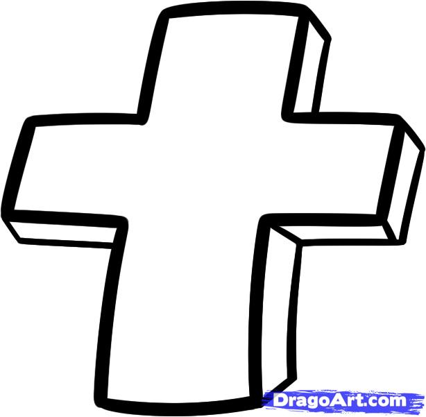 614x601 Step How To Draw A Cross For Kids - 3d Cross Drawing