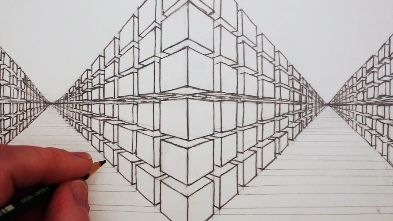 1280x720 How To Draw A Cube In Two Point Perspective - 3d Cube Drawing