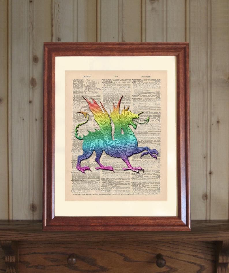 794x943 dragon dictionary print dragon drawing dragon print etsy - 3d Dragon Drawing