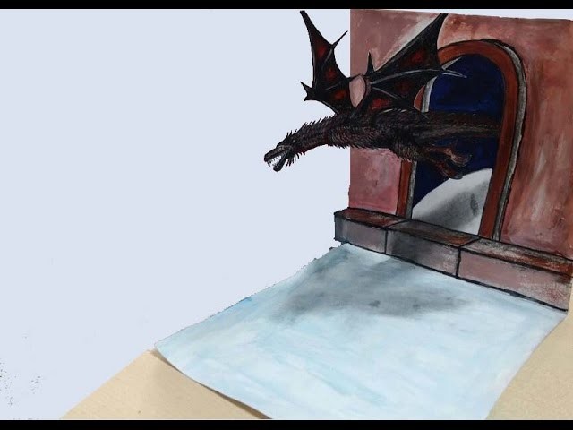 640x480 How To Draw A Dragon On Paper, Effect On Paper Drawing - 3d Dragon Drawing
