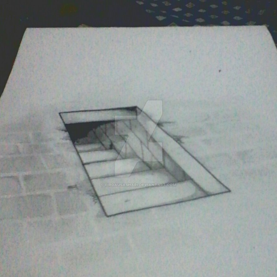 894x894 drawing stairs to underground - 3d Drawing