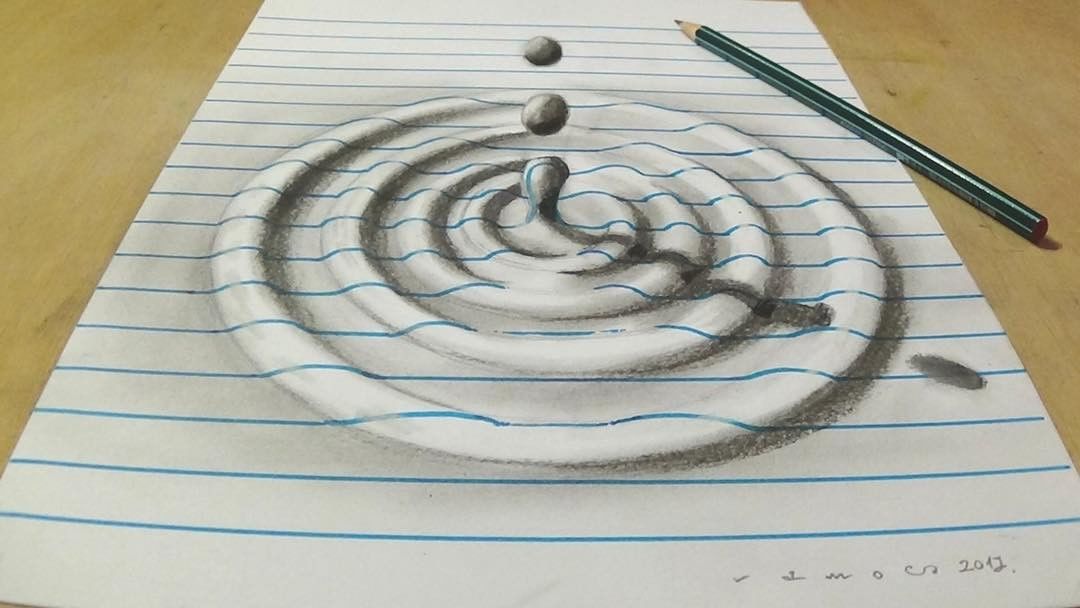 1080x608 Water Droplets Drawing - 3d Drawing