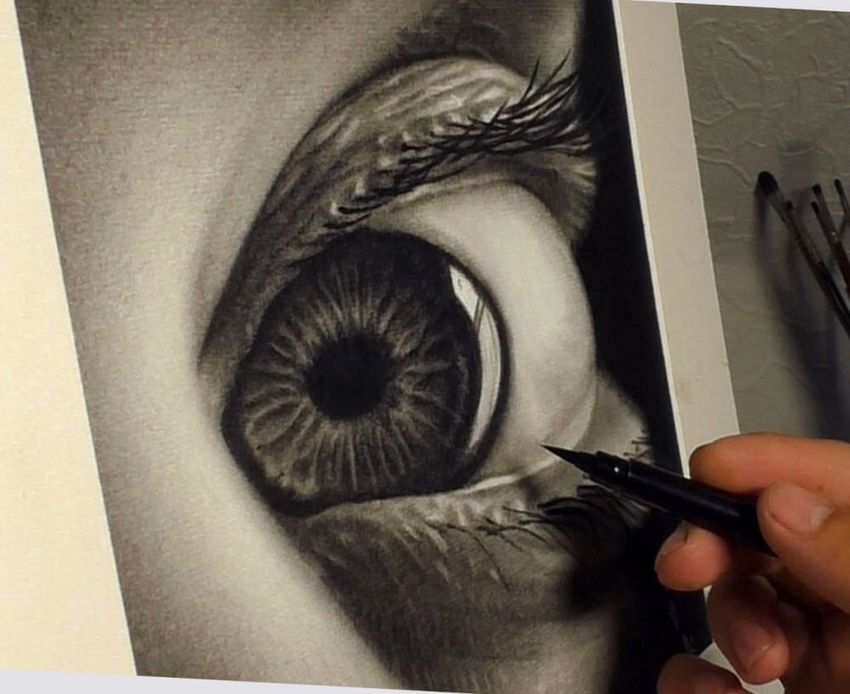 850x694 Drawing Of An Eye Realistic Portraiture - 3d Drawing