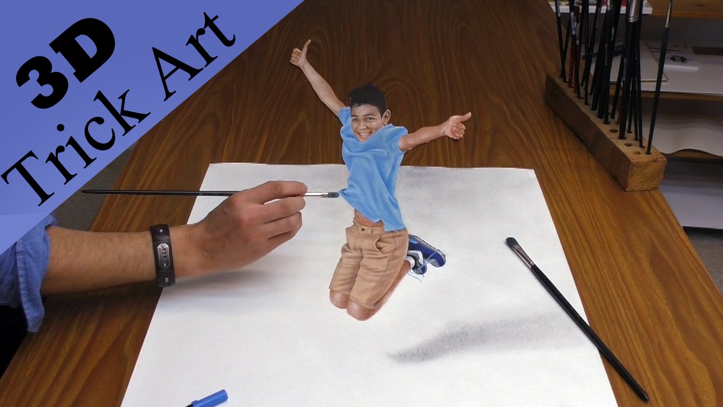 1436x808 how to create a optical illusion drawing of a boy who seemingly - 3d Drawing Drawing